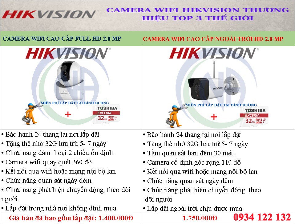 giá camera wifi Hikvision